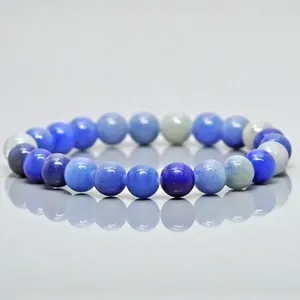 Natural <b>Blue</b> Aventurine 8mm Smooth Round AA Grade Gemstone <b>Beads</b> Stretch Bracelet Healing Jewelry Wholesale - Product Image 2