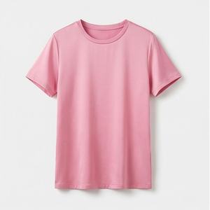 T-shirt en satin pour femme, style décontracté, manches courtes, col rond, respirant, motif uni, couleur personnalisable - Product Image 1