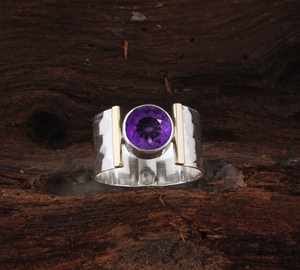 Natural Amethyst Bezel Setting Classic Band <b>Ring</b> 925 Sterling <b>Silver</b> Women's Genuine Stone Purple Gemstone Wedding Party - Product Image 1