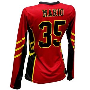 Maillot de volley-ball pour femmes personnalisé en sublimation directe d'usine, manches longues, rouge, noir, jaune, vêtements de sport d'équipe, t-shirt à séchage rapide - Product Image 6