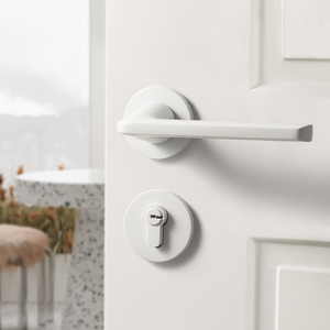 <strong>French</strong> Minimalist Bedroom Door <strong>Lock</strong> White Aluminum Alloy Door Handle Silent <strong>Lock</strong> - Product Image 3