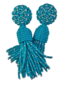 Pendientes hechos a mano con bordado de cuentas de colores azul y naranja, diseño personalizado, para venta al por mayor al mejor precio desde India. - Product Image 5