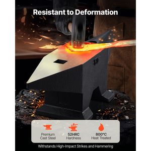 Incudine a corno singolo in acciaio fuso da 132 libbre (60 kg) con ampia superficie di lavoro, base stabile e elevata durezza, robusta - Product Image 2