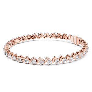 UNIQUE LAB GROWN CUT DIAMOND TENNIS BRACELET <b>SET</b> 18KT ROSE <b>GOLD</b> RHODIUM PLATED CERTIFIED LUXURY UNISEX DAILY OFFICE WEAR WEDDING - Product Image 1