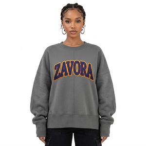 Sudadera al por mayor con hombros caídos 100% algodón, sudaderas personalizadas con apliques bordados, sudadera con capucha estilo streetwear con bordado. - Product Image 1