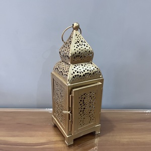 Artisan Design Decorative Iron Table <b>Lantern</b> candle holder <b>Gold</b> Finish L691 - Product Image 5