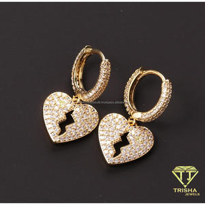 Pendientes de lujo con colgante de corazón roto de moissanita para tiendas de joyería de moda y compradores mayoristas - Product Image 6