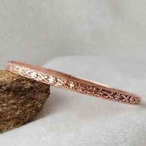 Bracelet Magnétique en Cuivre Pur pour Hommes et Femmes, Gravé Floral Artisanal, Aimants Thérapeutiques, Soulagement de la Douleur, Élégant - Product Image 5