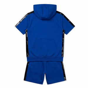 Custom Wholesale Unisex Summer Hooded 2 in 1 Tracksuit Moisture Wicking Full Sleeve Athletic Training T Shirt Shorts <b>Sports</b> <b>Set</b> - Product Image 2