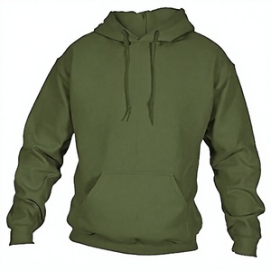 Sweat-shirt à capuche vert olive pour homme, coupe classique, en molleton de coton, pull décontracté avec poche avant, vêtement d'automne - Product Image 5