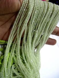 Cuentas de Prehnita Natural en Forma de Rondelle, Microfacetadas, Color Verde, 13 Pulgadas de Largo - Product Image 2
