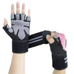 Gokopm <b>Half</b> Finger Gym Gloves Nylon Mesh Breathable Adjustable Wrist Strap Fasten Non <b>Slip</b> Weight Lifting Fitness Unisex - Product Image 1