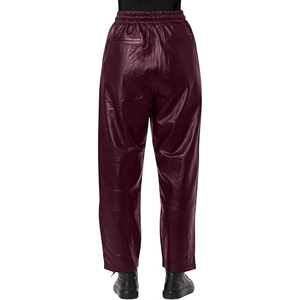 Women Leather Pants High Waist Regular Fit Stretch Faux Leather Straight Trousers Windproof Breathable Summer Casual Streetwear - Product Image 3
