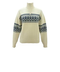 เสื้อสเวตเตอร์ไหมพรมถักลายแฟร์ไอส์ คอซิป แขนยาว สำหรับผู้หญิง สวมใส่สบายๆ ในฤดูหนาว - Product Image 1