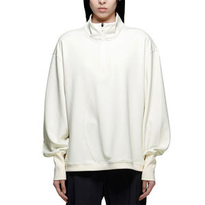 Sudadera de Forro Polar con Capucha y Media Cremallera para Mujer, Ajuste Holgado, Color Liso, Hombros Caídos, Transpirable y Antiarrugas - Product Image 1