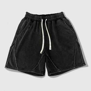 Acid Wash Fleece Men's Gym Workout Shorts 100% Cotton Breathable Eco-Friendly <b>Elastic</b> Waist Drawstring Custom Wholesale Supplier - Product Image 4