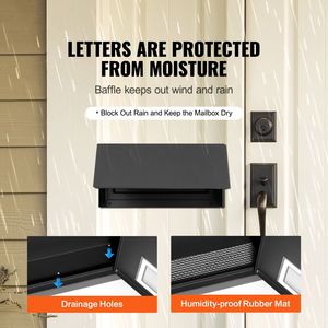 Cassetta Postale Robusta in Acciaio da Inserire nel Muro con Serratura a Combinazione da 12 Pollici, Cassetta Nera per Lettere per Casa o Ufficio - Product Image 2