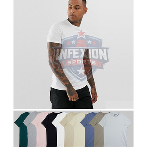 เสื้อยืดคอกลมแขนสั้นสีขาวสำหรับผู้ชาย สีพื้น ผ้าฝ้ายเจอร์ซีย์ สวมใส่สบาย - Product Image 4