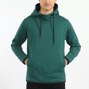Sudadera con Capucha de Forro Polar Verde para Hombre, Corte Regular, Color Sólido, Ropa Casual de Invierno - Product Image 1