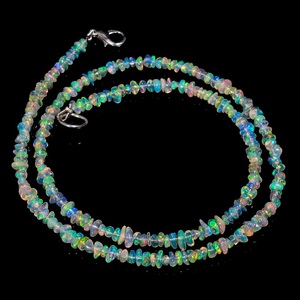 Natural White Ethiopian <b>Opal</b> <b>Necklace</b> with Uncut Drilled Beads 3-4mm Size Irregular Shape 16" Inches - Product Image 4
