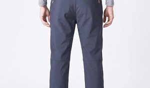 Pantalon de jogging décontracté pour homme en polyester bleu foncé à taille élastique, séchage rapide, avec poches et logo sur la jambe droite, idéal pour l'automne - Product Image 5