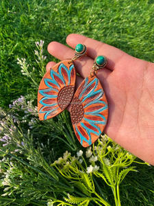 Style autochtone usiné à la main sculpture boucles d'oreilles en cuir femmes mignon à la mode larme boucle d'oreille usiné cuir bijoux de mode - Product Image 4