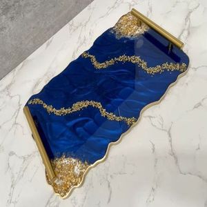 Handmade Modern <b>Epoxy</b> Resin Serving Tray Elegant Design for Coffee <b>Table</b> and Home Decoration - Product Image 1