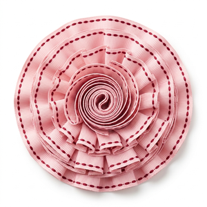 Ruban gros-grain rose bébé 25 mm avec bordure rouge, vente directe usine, OEM personnalisé pour robes de poupées, boîtes à bonbons, scrapbooking, accessoires de fête - Product Image 1