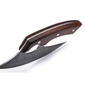 Cuchillo de Cocina Tipo Hacha de Acero de Damasco Hecho a Mano con Mango de Madera de Palisandro de Color Personalizado para Cortar Verduras y Carne - Product Image 1