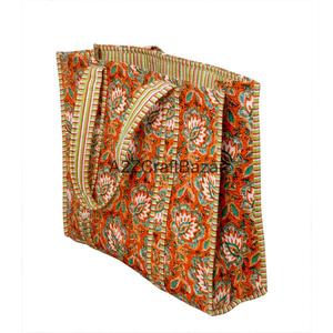 Eco-Friendly Women's Striped Cotton Quilted <b>Long</b> Handle Tote <b>Bag</b> Bohemian Style Multi-Colour Large (>50cm) Everyday Shopping - Product Image 1