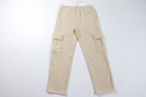 Men's Beige Cargo Sweatpants <b>Elastic</b> <b>Waist</b> Drawstring Multiple Pockets Casual Autumn Style Knitted Cotton Midweight - Product Image 2