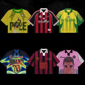 Maillots de football personnalisés sublimés pour hommes, manches courtes, respirants, en polyester, vêtements de sport toutes saisons, impression photo, col rabattu - Product Image 1