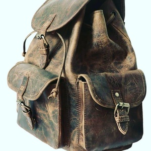 กระเป๋าเป้สะพายหลังหนังแท้สไตล์วินเทจหนัง Crazy Horse พร้อมซิปปิด - Product Image 1