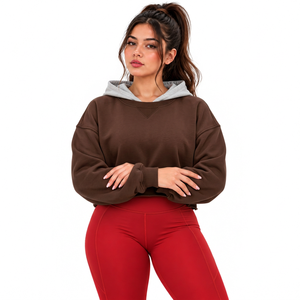 Sudadera Corta Personalizada de 400GSM al por Mayor para Marcas de Ropa Femenina, Suministro de Forro Polar para Boutiques en EE. UU. - Product Image 2