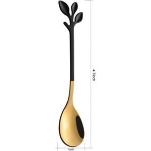 Elegante Set di 10 Mini Cucchiaini da Caffè e Tè in Acciaio Inox da 4,7 Pollici, Nero e Oro con Foglia d'Oro, per Servire Dessert - Product Image 2