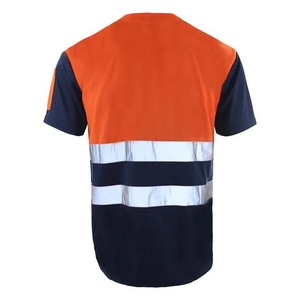 เสื้อทำงานแบบมองเห็นได้ชัดเจนสำหรับผู้ชาย โพลีเอสเตอร์ สีส้ม สีน้ำเงินกรมท่า แถบสะท้อนแสง เสื้อแบบยูนิฟอร์ม - Product Image 2