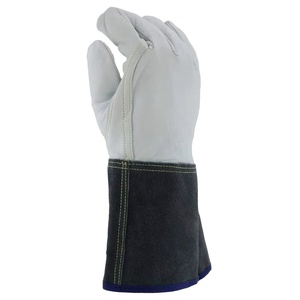 Gants de soudure en cuir avec manchette noire et pouce recouvert de coton - Product Image 3