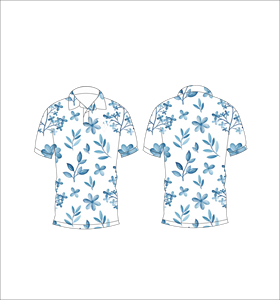 Custom <b>White</b> Blue Floral Print <b>Polo</b> Shirt Short Sleeve Breathable Casual Golf Uniform T Shirt for Men - Product Image 3