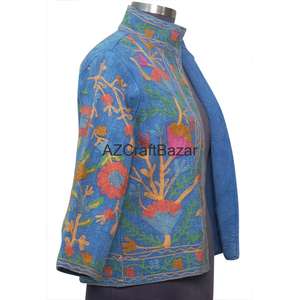 Veste d'hiver pour femme brodée à la main style Suzani, en coton doux, avec motifs – Vente en gros, exportateur indien - Product Image 4