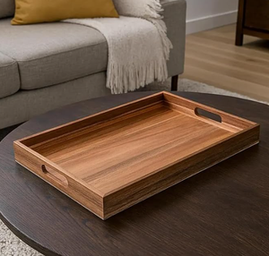 Gran descuento, diseño tallado a mano, bandeja de madera decorativa para servir con asas laterales, estilo de acabado natural, bandeja para servir alimentos - Product Image 4