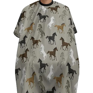 Cape de coiffure motif cheval gris, anti-adhésive, pour salon de coiffure, coupe de cheveux, fermeture à bouton-pression réglable, réutilisable, en polyester - Product Image 4