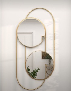 Ensemble de miroirs muraux modernes en diamant avec cadre en laiton, miroir décoratif pour salon, chambre à coucher, décoration intérieure - Product Image 2