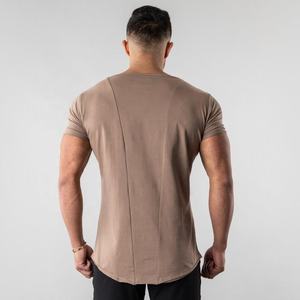 T-shirt de sport pour homme grande taille 100% coton écologique respirant uni à séchage rapide avec logo personnalisé col rond - Product Image 2