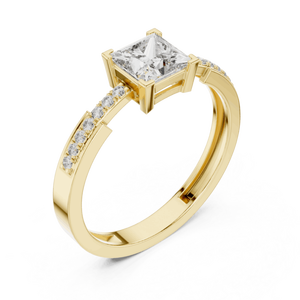14K Rose Gold Princess & Round Cut Lab Grown Diamond Engagement <b>Ring</b> Band Wedding <b>Ring</b> for Women Party New Grown Diamond - Product Image 2