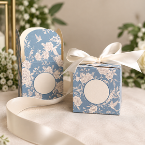 Custom Floral Paper Gift Box With <b>Ribbon</b> Bow Luxury <b>Wedding</b> Favor Packaging Box For Party Jewelry Chocolate Gift Packaging - Product Image 1