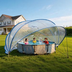 Copertura Retrattile per Piscina Esterna da 18 Piedi con Pellicola in PVC e Asta in Fibra di Vetro, Recinzione per Piscina, Coperture e Accessori per Piscine - Product Image 1