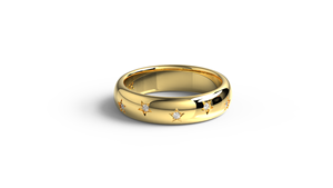 Luxury 18K Gold Round Cut Diamond <b>Ring</b> <b>Dome</b> Band Celestial Gypsy Band <b>Ring</b> Anniversary Eternity <b>Ring</b> Statement <b>Ring</b> Unisex - Product Image 1