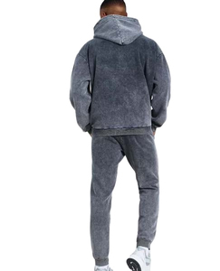 Chándal de diseñador con logotipo personalizado y bordado desgastado, de invierno 2026, de peso pesado, con cremallera completa, manga larga, negro, efecto descolorido por el sol - Product Image 2