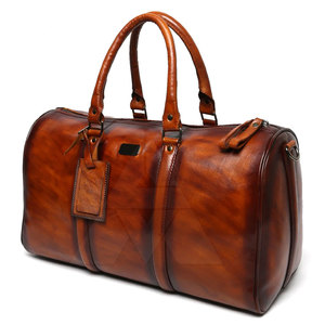 Men's Genuine Leather <b>Duffel</b> <b>Bag</b> with Adjustable Strap 30-40L Zipper Closure Casual Travel <b>Bag</b> - Product Image 4