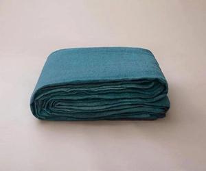 Parure de lit en lin bleu émeraude avec 2 taies d'oreiller, finition délavée, fermeture à boutons, pour la décoration de la maison, des hôtels et des chambres. - Product Image 3